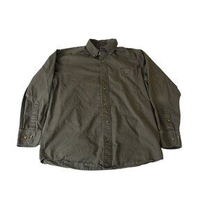 Boeing Khaki Button-Up Shirt Men’s Medium Long Sleeve 100% Cotton Workwear